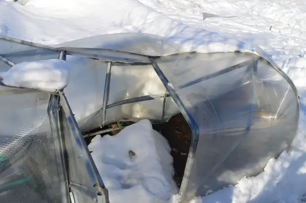Как ломаются теплицы из поликарбоната от снега фото